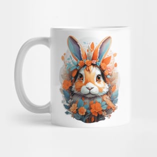 Cute Rabbit Head With Fantasy Flowers Splash Mug